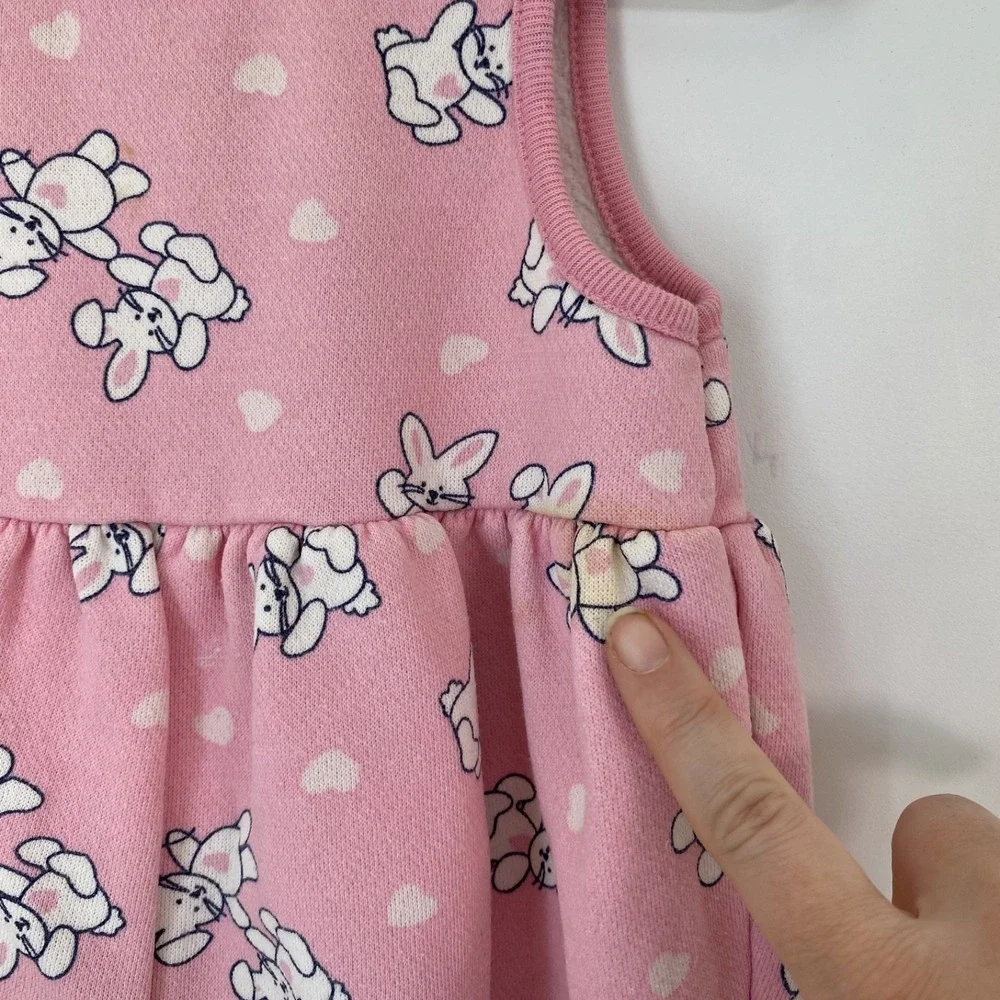 Vintage OshKosh B'Gosh Baby Easter Bunny‎ Romper Size 6-9 Months Pink Bubble USA
